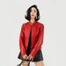 Women's Clothing Fashion Women's PU Leather Jacket Slim Fit Stand Collar Short Coat Red Black Light Brown Biker Jacket For Spring Autumn_ecoleips.com
