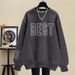 Women's Heavyweight Pure Cotton Oversized Crew Neck Sweatshirt Style Minimalist Fleece Lined Thickened Hoodless Trendy Top For Autumn Winter_ecoleips.com