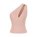 AP26080-26 Summer Hollow Out One-Shoulder Camisole Women, Slim Fit Sleeveless Knit Tank Top For Women_ecoleips.com