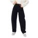 "Russian-Style Wide Leg Jeans For Women – Classic Black High-Waisted Denim Pants (Size 25-32, Comfort Stretch Fit)"_ecoleips.com