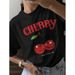 Women's Clothing Cherry Print Versatile Short Sleeved T-Shirts_ecoleips.com