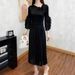 Plus Size Women's Slim Fit Casual Dress European And American Style Fashionable Solid Color Pleated_ecoleips.com