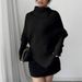 Women's High Neck Knit Sweater - Oversized Asymmetrical Design, Soft & Cozy Winter Pullover, Loose Fit Casual Tops For Streetwear & Daily Wear_ecoleips.com