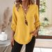 Aria Basics Aria Basics 2025 Spring/Summer European And American Cross-Border Trade New Women's Casual Loose Plus Size V-Neck Solid Color Shirt_ecoleips.com