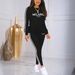 Women's Letter Print Sweatshirt & Tapered Pants Set – Stylish Casual Outfit For Work & Travel_ecoleips.com