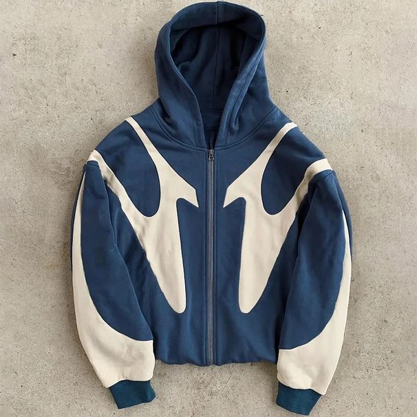 New European And American American Trendy Brand Printed Zipper Sweater Jacket_ecoleips.com