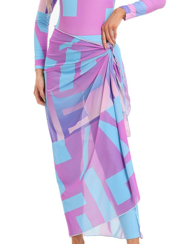 Women's Clothing Muslim Swimsuit Printed Conservative Beach Swimsuit Chest Pad Apron Scarf Separate_ecoleips.com