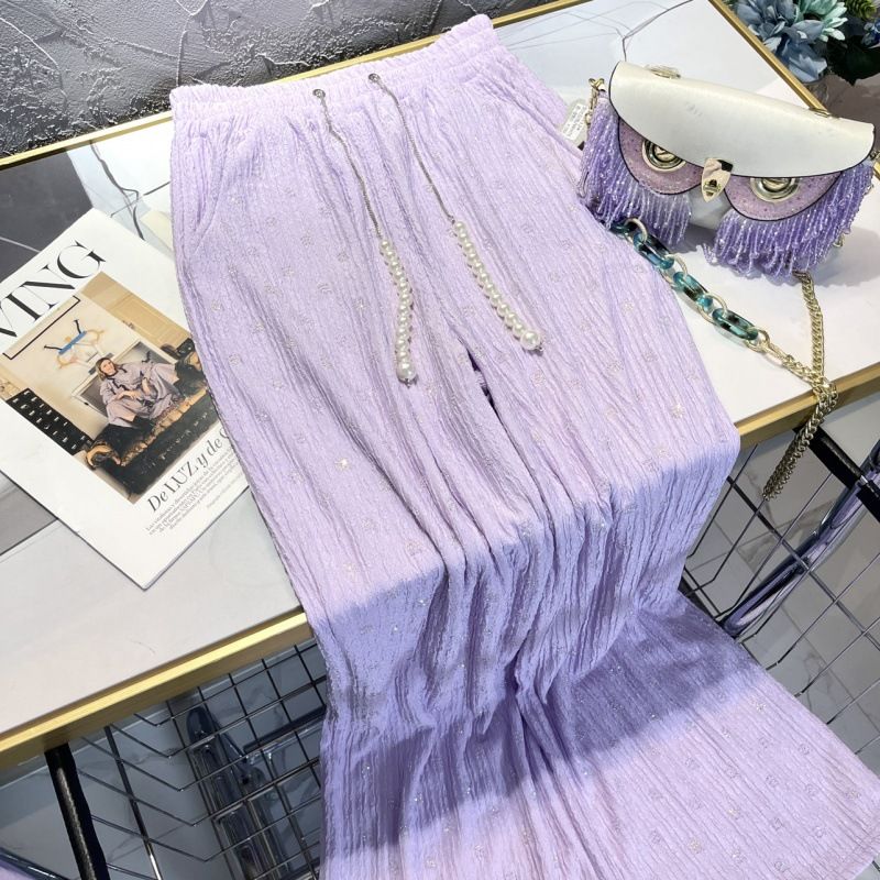 Women’s Clothing Summer New Style Heavy Hot Diamond Pearl Pendant Anti Wrinkle Drape Slim All Match Straight Mopping Pants Thin Women_ecoleips.com