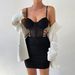 Voya Women's European American Women's Sexy Hollow Strap Dress With Steel Ring And Fishbone Mesh Splicing_ecoleips.com