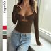 DiYun European And American Y2K Hot Girl Style Sexy Solid Color Long Sleeve T-Shirt Women's Clothing 2025 Autumn/Winter_ecoleips.com