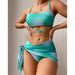 Women's Clothing Tie Dye Bikini Swimsuit Three Piece Mesh Skirt Split Bikini Swimsuit_ecoleips.com