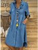 Women's Clothing Women's Plus Size Denim Dress Solid Color Casual Dress Floral Print Pleated Short Sleeve Dress For Formal & Casual For Women_ecoleips.com