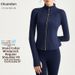 CD Women's Windproof Yoga Sports Jacket Stand Collar Long Sleeve Zipper Slim Fit Top Nude Fitness Wear For Autumn Winter_ecoleips.com
