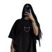 Pure Cotton Printed Top For Students 2025 New Summer Korean Style Black Loose Versatile Short Sleeve Ins_ecoleips.com
