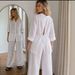 Women's Spring/Summer Cotton Linen Set Backless Shirt Wide Leg Pants Two Piece Casual Comfortable Breathable European American Style_ecoleips.com