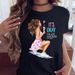 European And American Style Urban Girl Printed Loose Plus-size Women's Round-neck Short-sleeve T-shirt_ecoleips.com