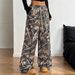 Women’s Clothing New Youth Fashion Casual Pants Elastic Waist Camouflage Print Slim Wide Leg Mopping Pants_ecoleips.com