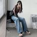 Women's Slim Wide-Leg Jeans, New Spring/Summer Style, Loose Casual High-Waisted, Draped, Versatile, Slimming,_ecoleips.com