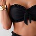 Women's Sexy Strapless Two Piece Swimsuit Solid Color Ruffled Slim Fit Bikini European American Style Swimwear_ecoleips.com
