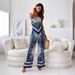 Women's Clothing New Fashion Printed Suspenders Chest Wrap + Positioning Flower Pants Suit_ecoleips.com