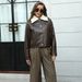 Women's Fleece Collar Cropped Leather Jacket, Vintage Single Breasted Short PU Moto Coat For Fall Winter_ecoleips.com