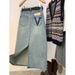 Women's Clothing Early Spring Light Blue Back Slit Skirt Denim Skirt Women New High Waist Slim Fit Medium Length Hip Skirt_ecoleips.com