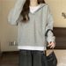 European American Style Women's Hooded Sweatshirt, Spring And Autumn Thin Large Size Loose Slimming Design With Spliced_ecoleips.com
