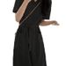Spring Summer Polo Collar T-shirt Dress, Mid-length, Waist-cinching, Collared, Tie-waist Dress For Women, Japanese And_ecoleips.com