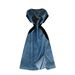 Women's Clothing Summer Fashion Heavy Diamond Embroidery V Neck Short Sleeved Patchwork Denim Dress Women's Long Skirt_ecoleips.com