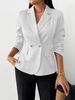 Women's Autumn/Winter Faux Pocket Two Button Solid Color Suit Lapel Lightweight Coat Elegant England Style Outerwear_ecoleips.com