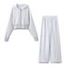 Women's Autumn Casual Two Piece Set Long Sleeve Zipper Hooded Sweatshirt_ecoleips.com