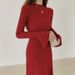 Temperament Flared Sleeve V-neck Knitted Dress Autumn And Winter Foreign Trade Women's Clothing Niche Design Feeling Waist And Thin Long Dress_ecoleips.com