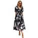 Summer Dress With A Fitted Waistline, Deep V-Neck, And Printed Design_ecoleips.com