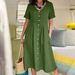 Women's Clothing Spring And Summer New New Solid Color Loose High Waist Cotton And Linen Dress_ecoleips.com