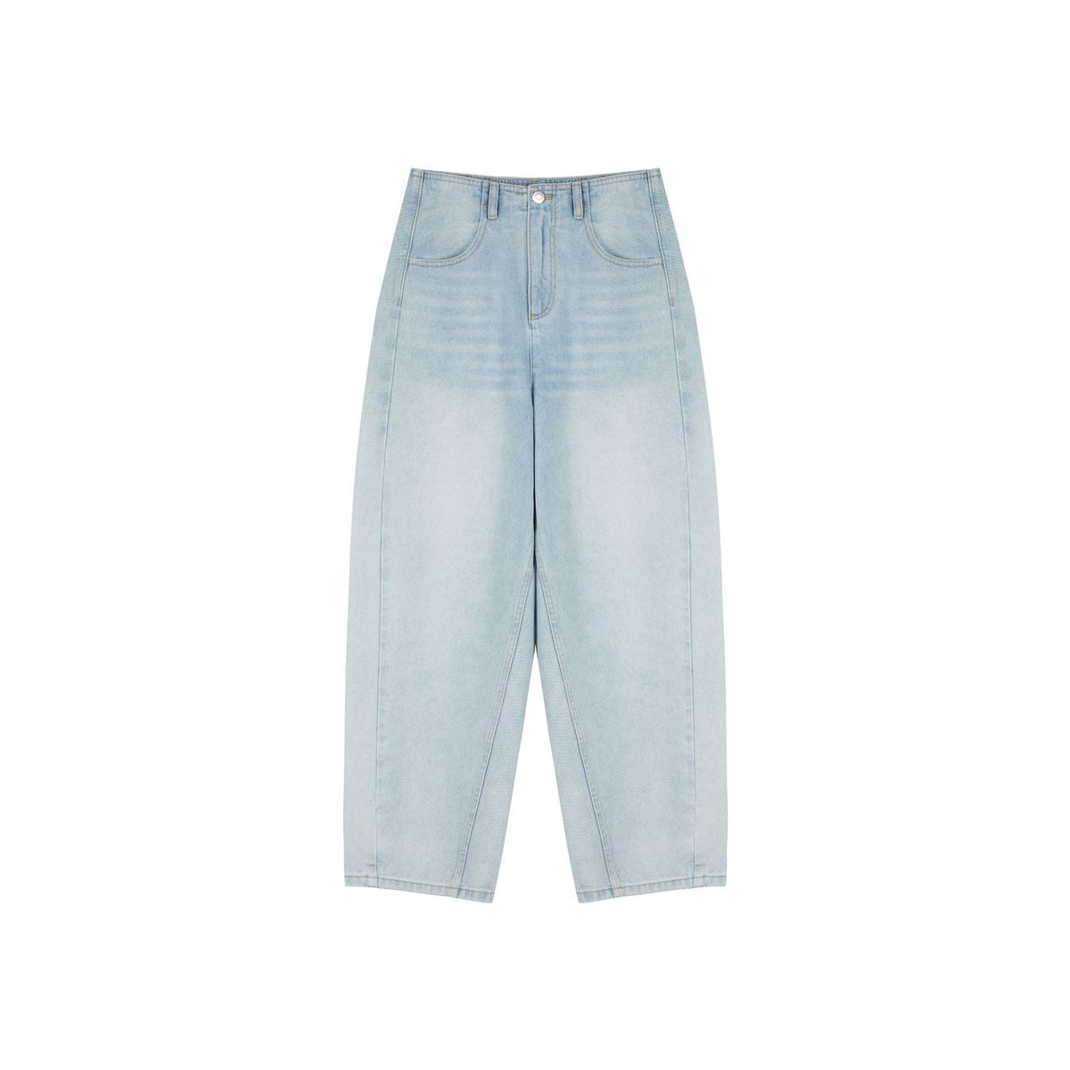 Women's Clothing Minimalist Waist Fashionable WAN Loose Cocoon 9 Point Fat Jeans_ecoleips.com