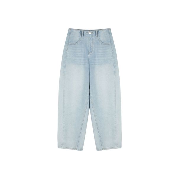 Women's Clothing Minimalist Waist Fashionable WAN Loose Cocoon 9 Point Fat Jeans_ecoleips.com