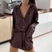 Melard Satin Comfortable Skin-Friendly Long Sleeve Shorts Printed Pajama Set European And American Autumn New Home_ecoleips.com
