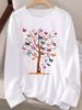 Long Sleeve T-Shirt Butterfly Tree Print Harajuku Shirt Funny Gothic T Shirt Women's Casual Print Crew Neck Top Tee Tshirt_ecoleips.com