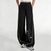 Women's Artistic Butterfly Print Palazzo Pants – Elegant Drawstring Waist Wide-Leg Trousers (White/Black)_ecoleips.com