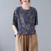 Floral Print Short-Sleeved T-Shirt For Women, Plus-Size Women's Spring And Summer Base Layer, Casual And Artistic Top, L_ecoleips.com