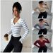 Women's American Style Striped Long Sleeve T-Shirt Slim Fit Knitted Base Layer Top for Europe And America_ecoleips.com