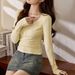 #Craftsmanship Selection # American Button V-Neck Long Sleeved T-Shirt Women's Pure Cotton 2025 Autumn New Shoulder Top_ecoleips.com