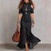 Women's Clothing Elegant Off-Shoulder Style Dress Short Sleeve Mesh Hem Women's Spring/Summer For Formal & Casual_ecoleips.com
