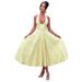 Women's Long Evening Dress V Neck Halter Neck Sleeveless Jacquard Belted Waist High End Party Dinner Gown 2025_ecoleips.com