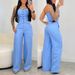 Women's Clothing Standing Tube Top Button Vest Opening Closing Placket Wide Leg Trousers Suit_ecoleips.com