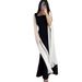 Modest Abaya Dress Women's Batwing Sleeve Dress Hepburn Style Patchwork Slim Waist Elegant Black White Autumn Dress_ecoleips.com