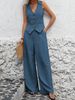 Women's Clothing New Fashion Vest Trousers Collage Stitching Leisure Suit_ecoleips.com