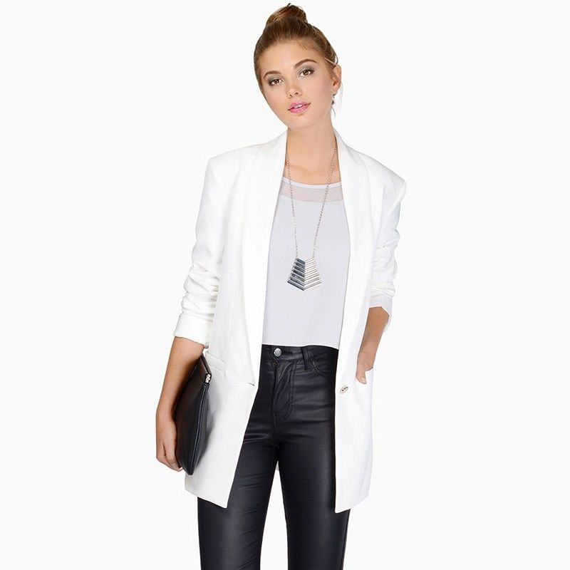 In Stock Wholesale European And American Style Green Fruit Collar One Button Blue Small Blazer Mid-Length Elegant_ecoleips.com