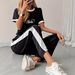 Women's Summer Fashion Letter Print Two Piece Set European American Style 8002 Print Spring/Autumn Collection_ecoleips.com