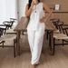 Women's Fashion Comfortable Loose Top Wide Leg Pants Cotton Linen Set Casual Clothing_ecoleips.com